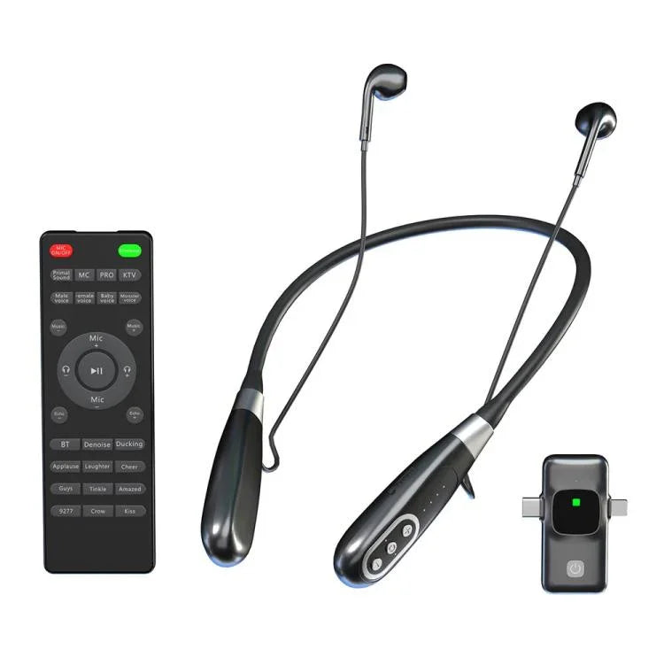 Casque de jeu avec microphone monté sur cou sans fil E8 avec carte son intégrée, E8