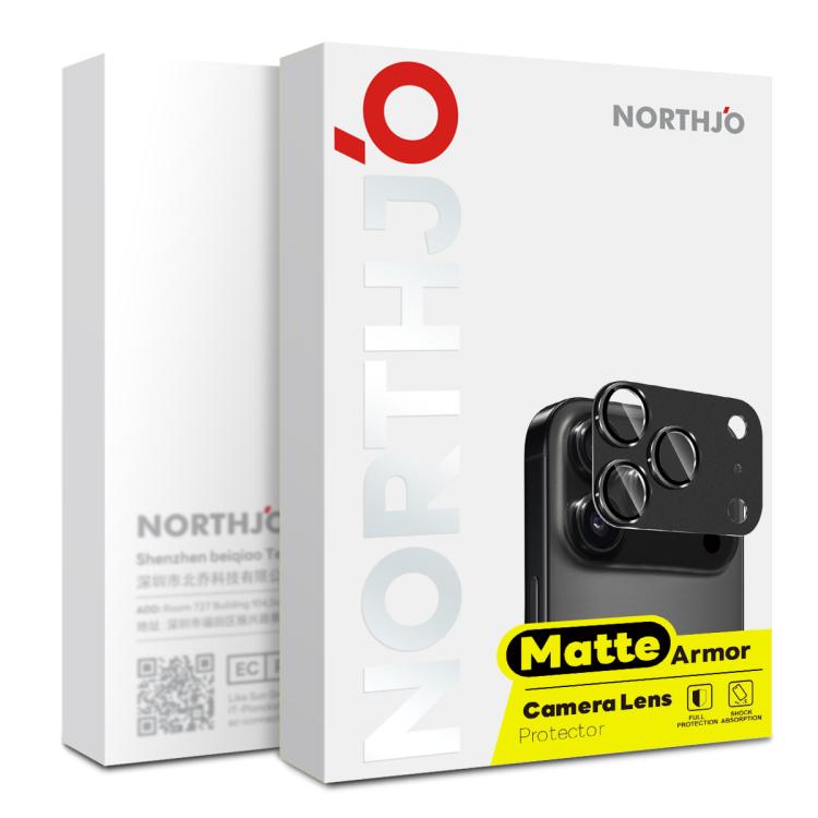 NORTHJO Protecteur d'objectif d'appareil photo mat en métal, film de protection d'objectif arrière en verre trempé, pour iPhone 17 Pro Max, pour iPhone 17 Pro