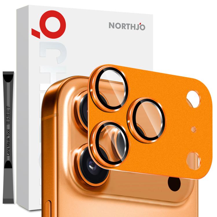NORTHJO Protecteur d'objectif d'appareil photo mat en métal, film de protection d'objectif arrière en verre trempé, pour iPhone 17 Pro Max, pour iPhone 17 Pro