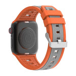 Bracelet de montre en silicone à rayures verticales bicolores, compatible avec les Apple Watch 46 mm / 49 mm / 45 mm / 44 mm et 42 mm / 41 mm / 40 mm / 38 mm.
