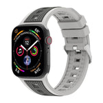 Bracelet de montre en silicone à rayures verticales bicolores, compatible avec les Apple Watch 46 mm / 49 mm / 45 mm / 44 mm et 42 mm / 41 mm / 40 mm / 38 mm.