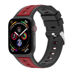 Bracelet de montre en silicone à rayures verticales bicolores, compatible avec les Apple Watch 46 mm / 49 mm / 45 mm / 44 mm et 42 mm / 41 mm / 40 mm / 38 mm.