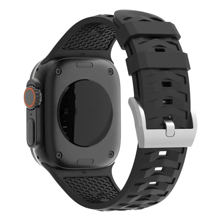 Bracelet de montre en silicone bicolore à texture pneu, compatible avec Apple Watch 46 mm / 49 mm / 45 mm / 44 mm et Apple Watch 42 mm / 41 mm / 40 mm / 38 mm.