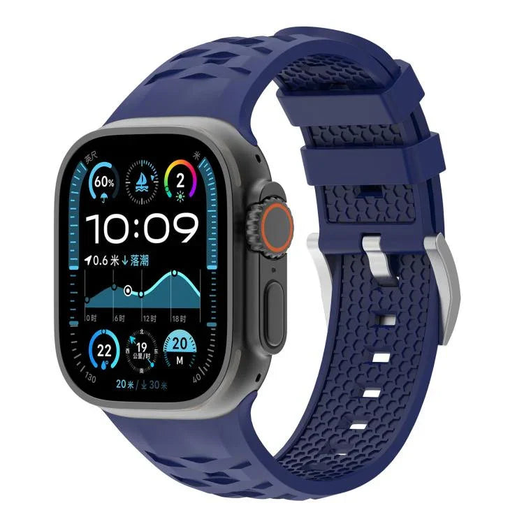 Bracelet de montre en silicone bicolore à texture pneu, compatible avec Apple Watch 46 mm / 49 mm / 45 mm / 44 mm et Apple Watch 42 mm / 41 mm / 40 mm / 38 mm.