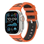 Bracelet de montre en silicone bicolore à texture pneu, compatible avec Apple Watch 46 mm / 49 mm / 45 mm / 44 mm et Apple Watch 42 mm / 41 mm / 40 mm / 38 mm.