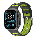 Bracelet de montre en silicone bicolore à texture pneu, compatible avec Apple Watch 46 mm / 49 mm / 45 mm / 44 mm et Apple Watch 42 mm / 41 mm / 40 mm / 38 mm.