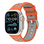 Bracelet de montre en silicone bicolore à texture pneu, compatible avec Apple Watch 46 mm / 49 mm / 45 mm / 44 mm et Apple Watch 42 mm / 41 mm / 40 mm / 38 mm.