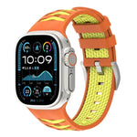 Bracelet de montre en silicone bicolore à texture pneu, compatible avec Apple Watch 46 mm / 49 mm / 45 mm / 44 mm et Apple Watch 42 mm / 41 mm / 40 mm / 38 mm.