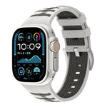 Bracelet de montre en silicone bicolore à texture pneu, compatible avec Apple Watch 46 mm / 49 mm / 45 mm / 44 mm et Apple Watch 42 mm / 41 mm / 40 mm / 38 mm.