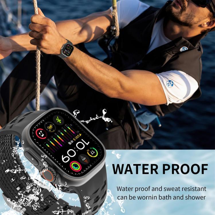 Bracelet de montre en silicone bicolore à texture pneu, compatible avec Apple Watch 46 mm / 49 mm / 45 mm / 44 mm et Apple Watch 42 mm / 41 mm / 40 mm / 38 mm.