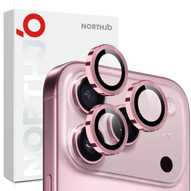 Protecteur d'objectif d'appareil photo NORTHJO Film en verre trempé avec anneau métallique CD, pour iPhone 17 Pro / 17 Pro Max