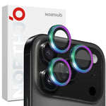 Protecteur d'objectif d'appareil photo NORTHJO Film en verre trempé avec anneau métallique CD, pour iPhone 17 Pro / 17 Pro Max