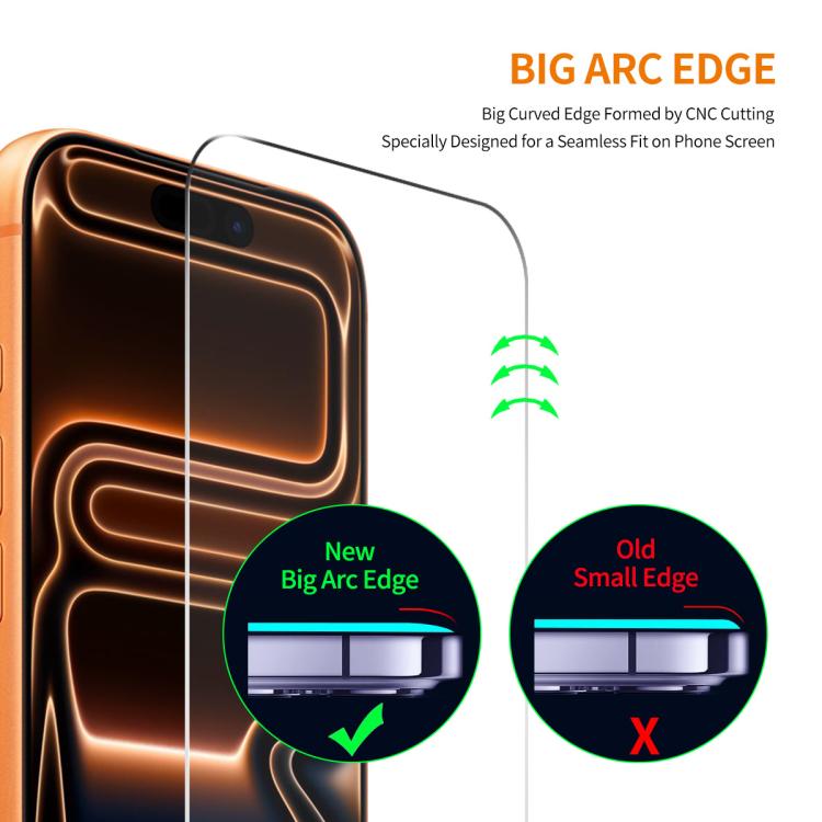 2 pièces Film en Verre Trempé ENKAY Épaissi sans Bord Blanc 9H Grand Arc de Cercle en Aluminium-Silicium, Pour iPhone 17 Pro Max, Pour iPhone 17 Pro, Pour iPhone 17, Pour iPhone Air