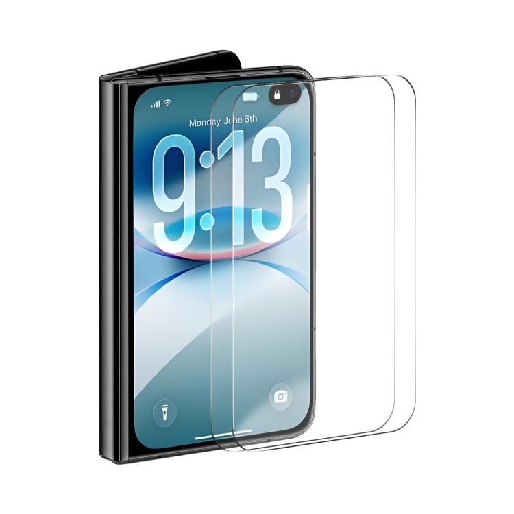 2pcs ENKAY Thickened Glue No White Edge 9H Big Arc Edge High Aluminum-silicon Tempered Glass Film, For iPhone Duo Outer Screen, For iPhone 18 Pro, For iPhone 18 Pro Max, For iPhone 17 Pro Max, For iPhone 17 Pro, For iPhone 17, For iPhone Air