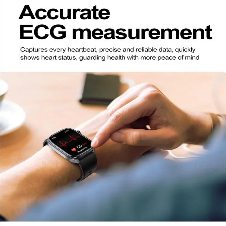 Montre connectée ET572 avec écran couleur 2 pouces, bracelet en silicone, compatible avec le suivi de santé et l'ECG