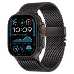 Bracelet de montre en acier inoxydable à mailles larges de style Milan avec fermoir métallique, compatible avec Apple Watch 46 mm / 49 mm / 45 mm / 44 mm