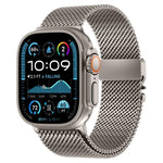 Bracelet de montre en acier inoxydable à mailles larges de style Milan avec fermoir métallique, compatible avec Apple Watch 46 mm / 49 mm / 45 mm / 44 mm