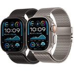 Bracelet de montre en acier inoxydable à mailles larges de style Milan avec fermoir métallique, compatible avec Apple Watch 46 mm / 49 mm / 45 mm / 44 mm