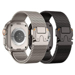Bracelet de montre en acier inoxydable à mailles larges de style Milan avec fermoir métallique, compatible avec Apple Watch 46 mm / 49 mm / 45 mm / 44 mm