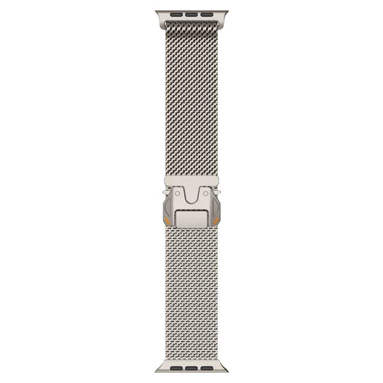 Bracelet de montre en acier inoxydable à mailles larges de style Milan avec fermoir métallique, compatible avec Apple Watch 46 mm / 49 mm / 45 mm / 44 mm