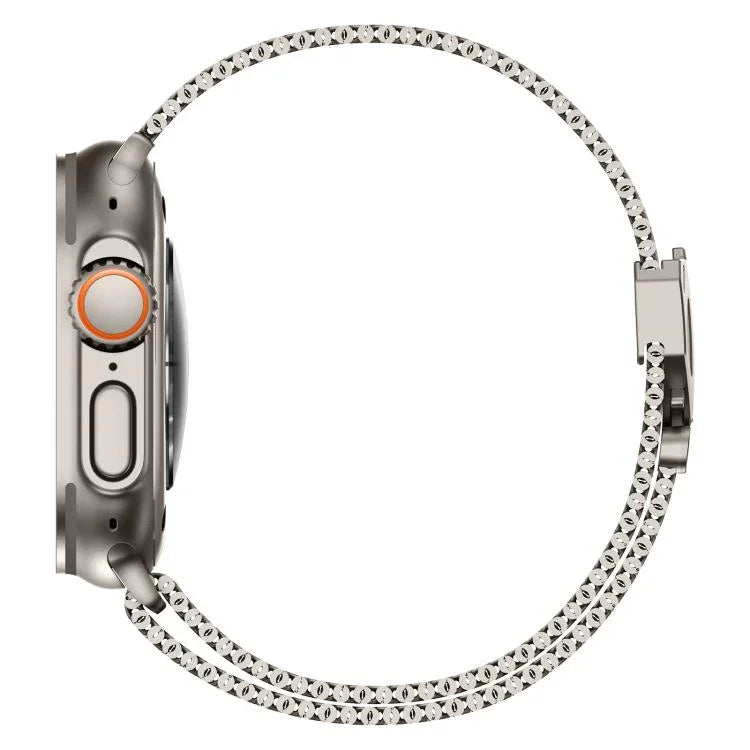 Bracelet de montre en acier inoxydable à mailles larges de style Milan avec fermoir métallique, compatible avec Apple Watch 46 mm / 49 mm / 45 mm / 44 mm