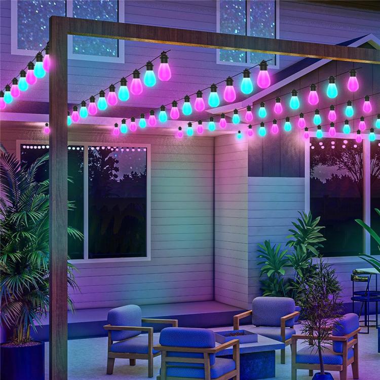 Guirlande lumineuse intelligente WiFi RVB IC étanche IP65 S14 12M 20 ampoules avec application et télécommande Bluetooth