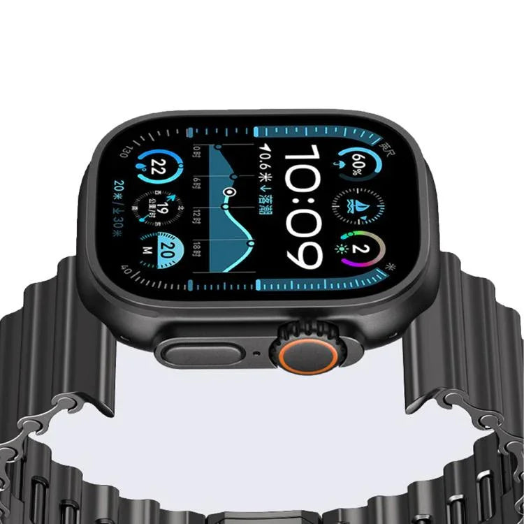 Bracelet de montre en acier inoxydable à boucle magnétique motif vagues océaniques, pour Apple Watch 46 mm / 49 mm / 45 mm / 44 mm