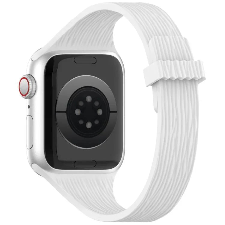 Bracelet de montre magnétique en silicone effet bois, fin et élégant, compatible avec Apple Watch 46 mm / 49 mm / 45 mm / 44 mm et Apple Watch 42 mm / 41 mm / 40 mm / 38 mm.