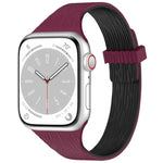 Bracelet de montre magnétique en silicone effet bois, fin et élégant, compatible avec Apple Watch 46 mm / 49 mm / 45 mm / 44 mm et Apple Watch 42 mm / 41 mm / 40 mm / 38 mm.