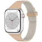 Bracelet de montre magnétique en silicone effet bois, fin et élégant, compatible avec Apple Watch 46 mm / 49 mm / 45 mm / 44 mm et Apple Watch 42 mm / 41 mm / 40 mm / 38 mm.