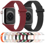 Bracelet de montre magnétique en silicone effet bois, fin et élégant, compatible avec Apple Watch 46 mm / 49 mm / 45 mm / 44 mm et Apple Watch 42 mm / 41 mm / 40 mm / 38 mm.
