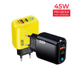 Chargeur compatible protocoles GaN 45W PD3.0 + QC3.0 pour ordinateurs portables / tablettes, prise EU, prise EU