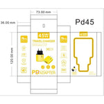 Chargeur compatible protocoles GaN 45W PD3.0 + QC3.0 pour ordinateurs portables / tablettes, prise EU, prise EU