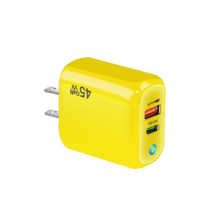 Chargeur compatible avec protocoles GaN 45W PD3.0 + QC3.0 pour ordinateurs portables / tablettes, prise US, prise US