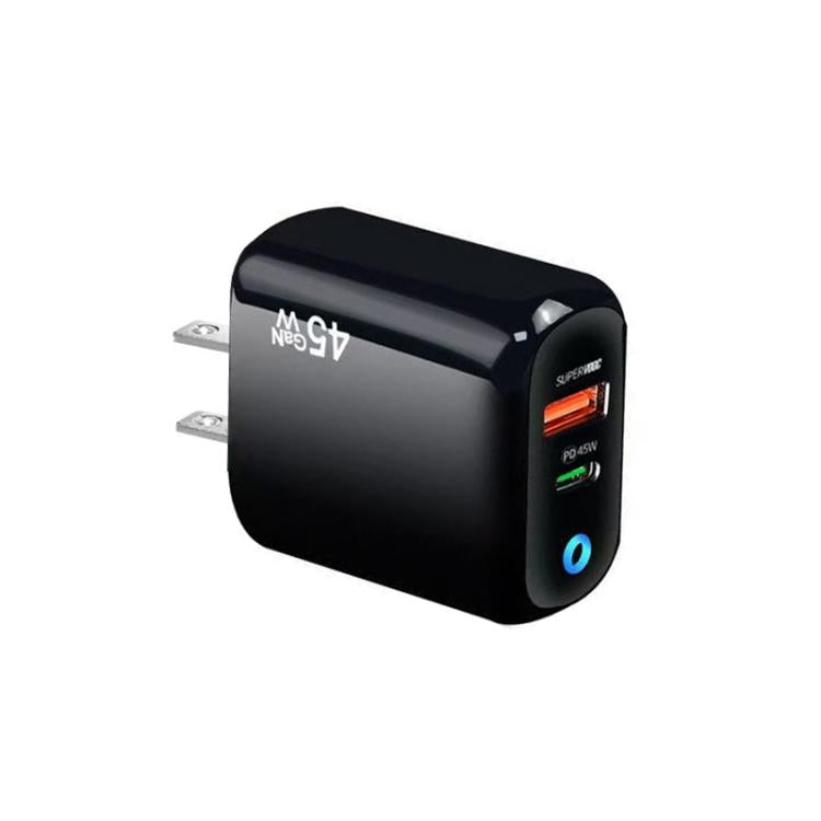 Chargeur compatible avec protocoles GaN 45W PD3.0 + QC3.0 pour ordinateurs portables / tablettes, prise US, prise US