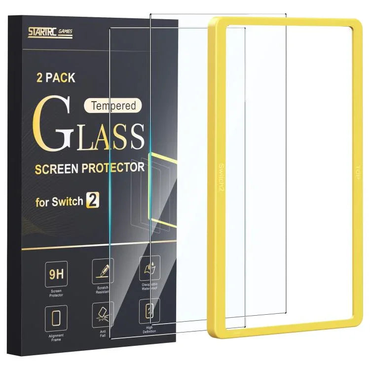 Ensemble de Protection d’Écran en Verre Trempé 2 Pièces + Cadre d’Alignement, Pour Nintendo Switch 2