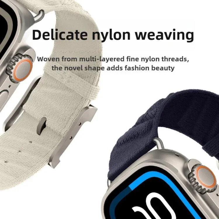 Bracelet de montre en nylon sergé Style H, pour Apple Watch 46 mm / 49 mm / 45 mm / 44 mm, pour Apple Watch 42 mm / 41 mm / 40 mm / 38 mm