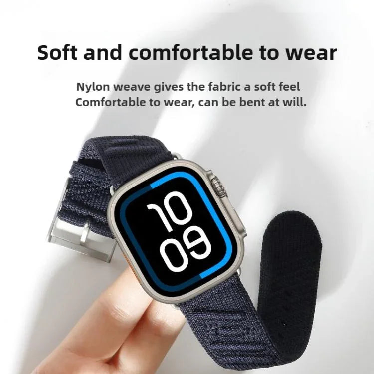 Bracelet de montre en nylon sergé Style H, pour Apple Watch 46 mm / 49 mm / 45 mm / 44 mm, pour Apple Watch 42 mm / 41 mm / 40 mm / 38 mm