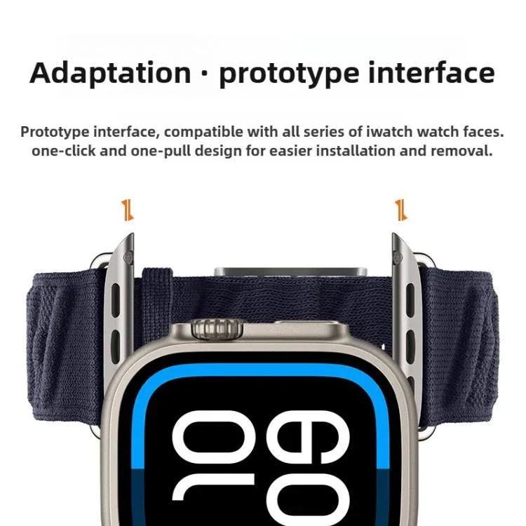 Bracelet de montre en nylon sergé Style H, pour Apple Watch 46 mm / 49 mm / 45 mm / 44 mm, pour Apple Watch 42 mm / 41 mm / 40 mm / 38 mm