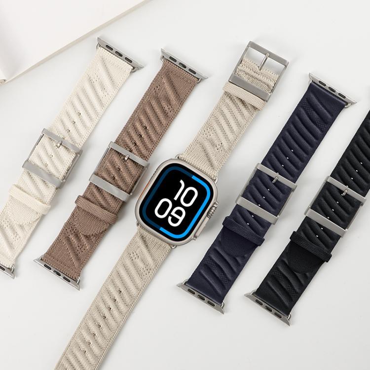 Bracelet de montre en nylon sergé Style H, pour Apple Watch 46 mm / 49 mm / 45 mm / 44 mm, pour Apple Watch 42 mm / 41 mm / 40 mm / 38 mm