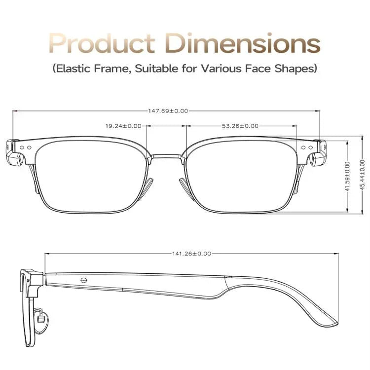 Lunettes intelligentes W100D, compatibles avec la traduction intelligente par IA / la conversation par IA / les appels Bluetooth