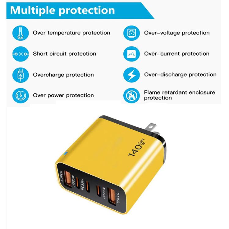 Chargeur multi-port TE-PD43 Type-C x 3, USB-A x 2 pour téléphones mobiles / tablettes, prise US, prise US