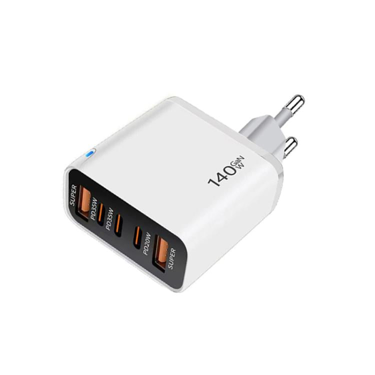 Chargeur multi-port TE-PD43 Type-C x 3, USB-A x 2 pour téléphones mobiles / tablettes, prise EU, prise EU