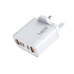 Chargeur multi-port TE-PD43 Type-C x 3, USB-A x 2 pour téléphones mobiles / tablettes, prise UK, prise UK