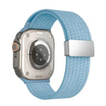 Bracelet de montre en nylon élastique à quatre brins, fermeture magnétique monochrome, compatible avec Apple Watch 46 mm / 49 mm / 45 mm / 44 mm et Apple Watch 42 mm / 41 mm / 40 mm / 38 mm.