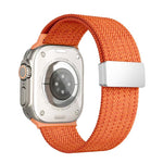 Bracelet de montre en nylon élastique à quatre brins, fermeture magnétique monochrome, compatible avec Apple Watch 46 mm / 49 mm / 45 mm / 44 mm et Apple Watch 42 mm / 41 mm / 40 mm / 38 mm.