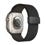 Bracelet de montre en nylon élastique à quatre brins, fermeture magnétique monochrome, compatible avec Apple Watch 46 mm / 49 mm / 45 mm / 44 mm et Apple Watch 42 mm / 41 mm / 40 mm / 38 mm.