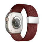 Bracelet de montre en nylon élastique à quatre brins, fermeture magnétique monochrome, compatible avec Apple Watch 46 mm / 49 mm / 45 mm / 44 mm et Apple Watch 42 mm / 41 mm / 40 mm / 38 mm.