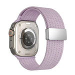 Bracelet de montre en nylon élastique à quatre brins, fermeture magnétique monochrome, compatible avec Apple Watch 46 mm / 49 mm / 45 mm / 44 mm et Apple Watch 42 mm / 41 mm / 40 mm / 38 mm.