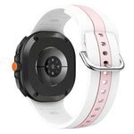 Silver Buckle Vertical Stripe Two Color Silicone Watch Band, For Samsung Galaxy Watch8 / Watch8 Classic